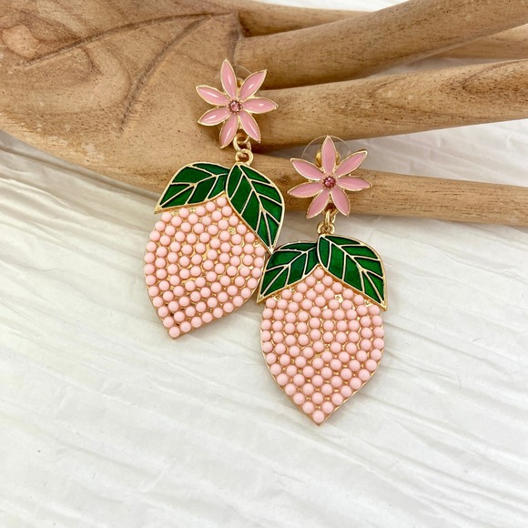 Pink‎ Lemon Drop Earrings - Picture 1 of 4
